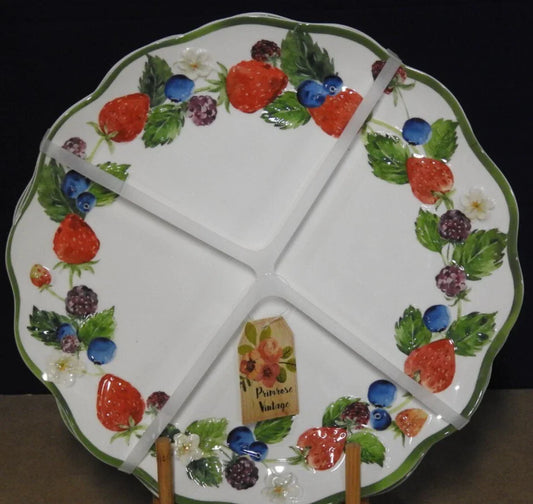 Primrose Vintage MELAMINE Berries 11" Dinner Plates SET OF 4 NEW